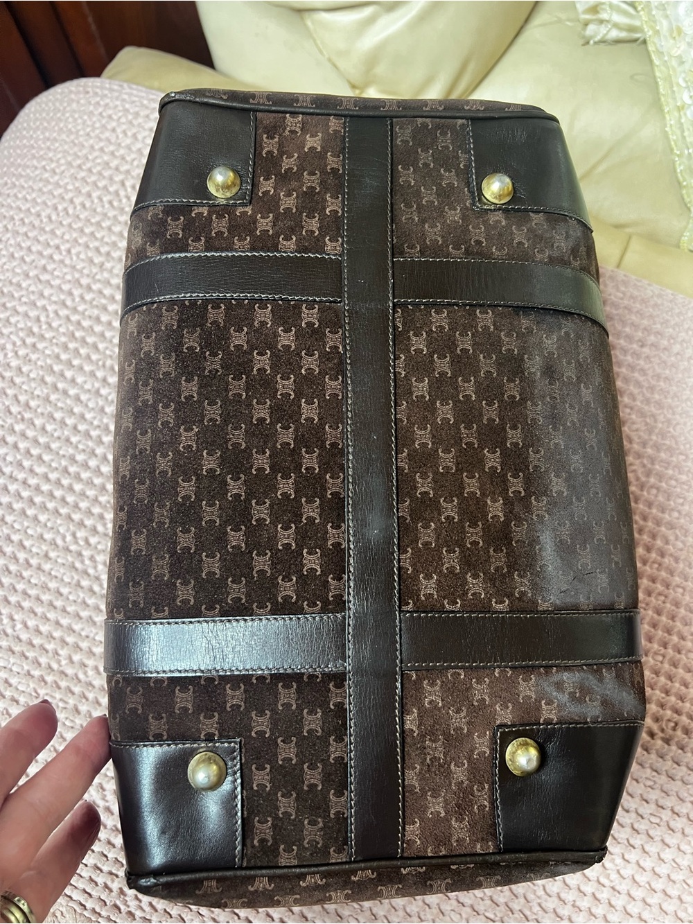 CELINE MACADAM VINTAGE SUEDE BOSTON BAG - Picture 5 of 17